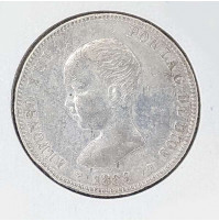 España - 2 Pesetas 1889 MPM Plata *19 *89