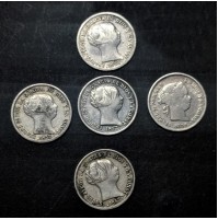 España - Lote de Monedas de 1 Real de Plata de Isabel II