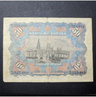 España - 50 Pesetas 1907 - Billete de El Banco de España SIN SERIE