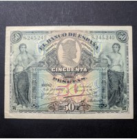 España - 50 Pesetas 1907 - Billete de El Banco de España SIN SERIE