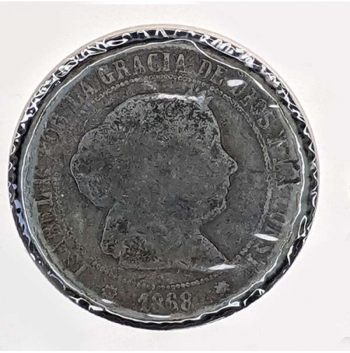España - 5 Céntimos de Escudo de 1868 (Barcelona) - Isabel II