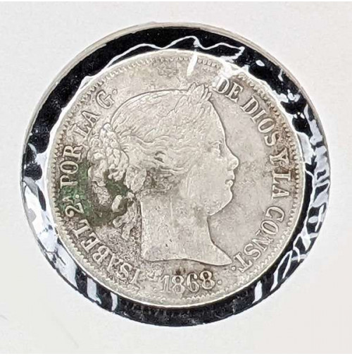 España - 20 Céntimos de Peso 1868 (Manila) - Isabel II