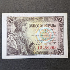 España - Serie de 12 Billetes Consecutivos de 1 Peseta de 1943 MBC