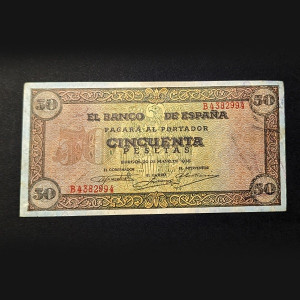 España - Billete de 50 pesetas de 1938