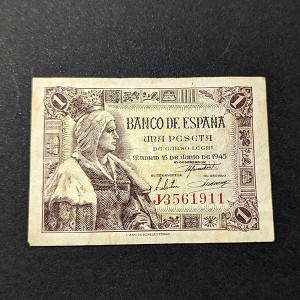 España - Billete de 1 peseta de 1945