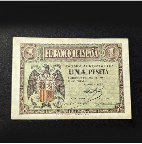 España - Billete de 1 peseta de 1938