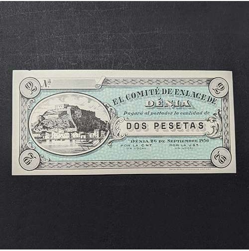 España - Billete de 2 Pesetas de Denia de 1936
