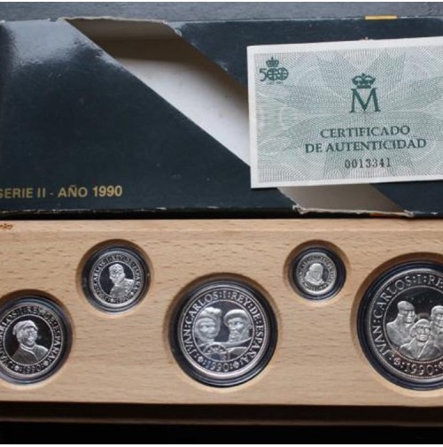 España - V Centenario - Colección 5 Valores plata FDC BRILLO 1990 - Serie II
