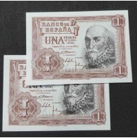 España - 1 Peseta 1953 - Marqués de Santa Cruz (Pareja de billetes)