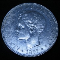 España - 1 Peso de Islas Filipinas 1897 - SG V de Plata