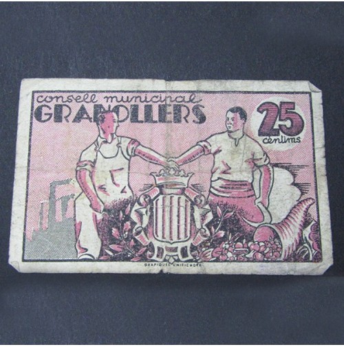 España - 25 Céntimos del Consejo Municipal de Granollers 1937