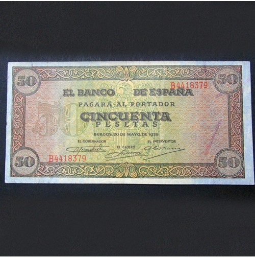 España - Pareja de Billetes de Burgos de 1938 (50 y 100 Pesetas)