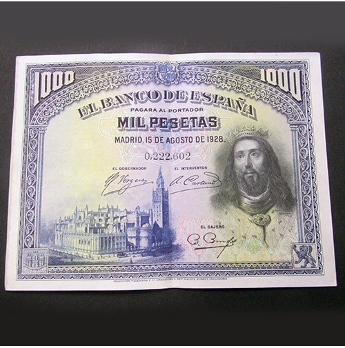 España - 1000 Pesetas 1928 - San Fernando (Tres billetes consecutivos)