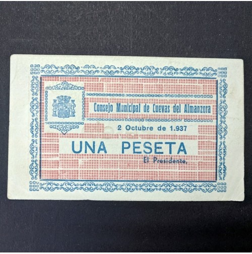 España - 1 Peseta 1937 Consejo Municipal Cuevas del Almanzora