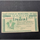 España - 1 Peseta 1937 Consejo Municipal Cuevas de Albacete