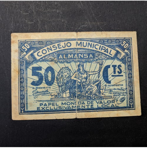 España -  Billete Local de 50 céntimos de Almansa de 1937