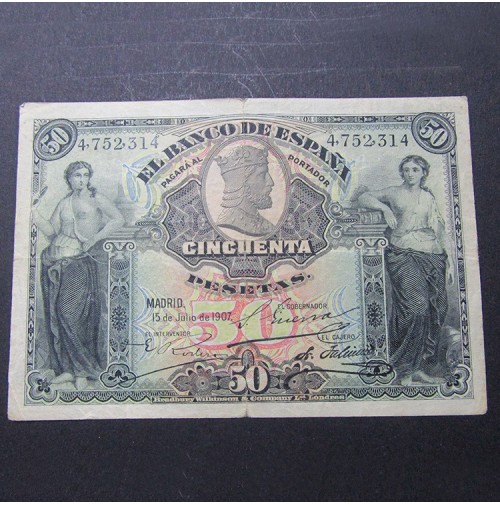 España - 50 Pesetas 1907 - Billete de El Banco de España