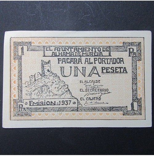 España - Billete Local de 1 Peseta Alhama de Murcia 1937 - República Española