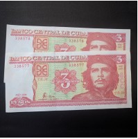 Cuba - Pareja de billetes de 3 pesos 2004