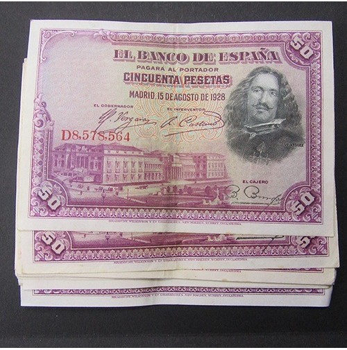 España - Lote de Billetes 50 pesetas 1928 - Lote 02