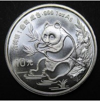 China - 10 Yuan Plata Pura 1991 Panda