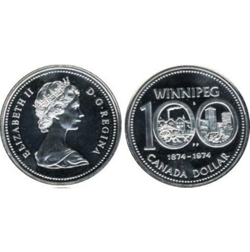 Canadá - 1 Dólar de 1974 de Plata - Winnipeg