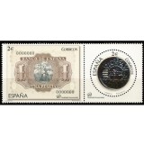 Lote de 16 sellos  de correo (8+8) de 2€ de 2014 - Billete y  moneda de 1 Peseta