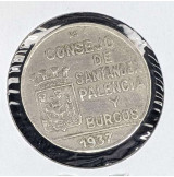 España - Pack de 50 Céntimos y 1 Peseta de 1937 de Santander, Palencia y Burgos
