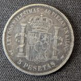 5 Pesetas de Amadeo I (1871) con Resello "G.P." (Gobierno Portugués) - Rareza Histórica