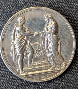 Medalla de Matrimonio en Plata de Eugène Burnouf (Célèbre Orientaliste) - Pieza Única de 1826