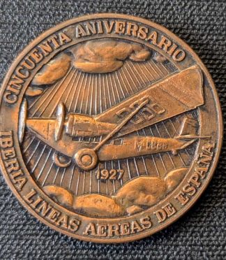 Medalla Bronce 50 Aniversario Iberia (1977) - Alfonso XIII y Juan Carlos I