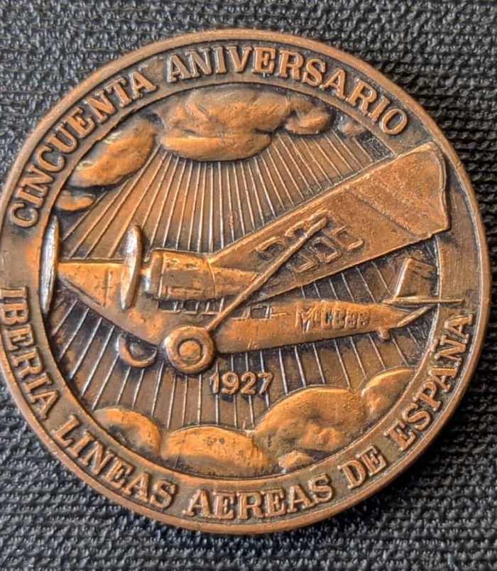 Medalla Bronce 50 Aniversario Iberia (1977) - Alfonso XIII y Juan Carlos I