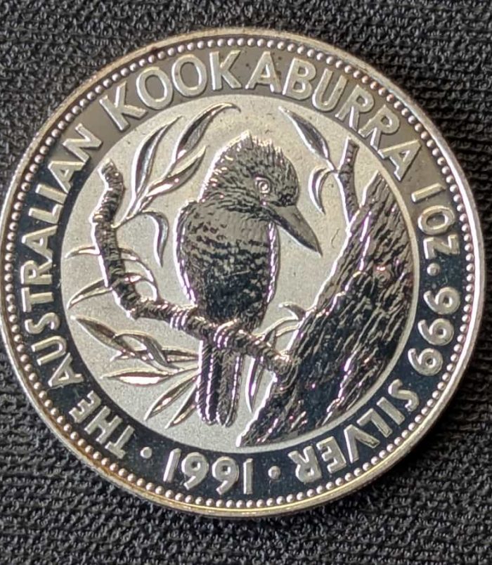Australia 5 Dólares 1991 - Kookaburra 1 oz Plata Pura .999 (Key Date)