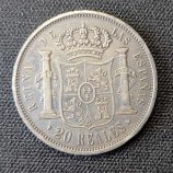 Réplica de 20 Reales de Isabel II (1864) - Reproducción para Coleccionismo