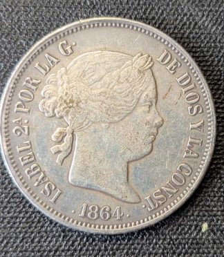 Réplica de 20 Reales de Isabel II (1864) - Reproducción para Coleccionismo