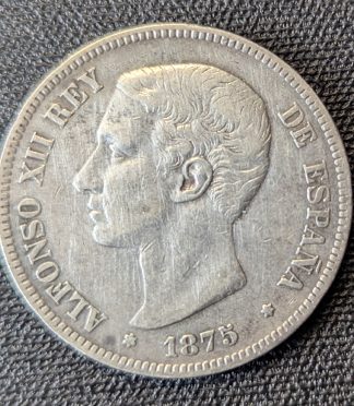 España - 5 pesetas 1875 (18-75) - Alfonso XII - Plata de Ley 900