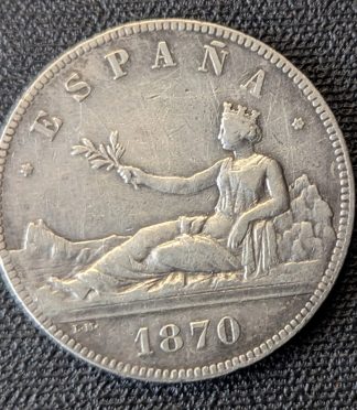 España 1870 - 5 Pesetas - Gobierno Provisional - Plata .900 - KM# 655 - El Primer "Duro"