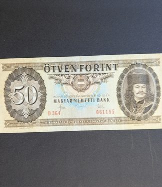 Billete de 50 forintos de Hungría (1983) - Francisco II Rákóczi y caballería Kuruc