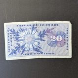 Billete de 20 francos de Suiza (1956) - General Dufour y cardo plateado