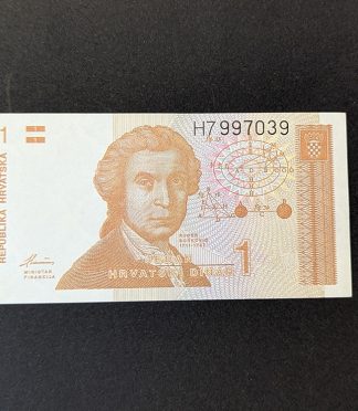 Billete de 1 Dinar croata 1991 - Ruđer Bošković