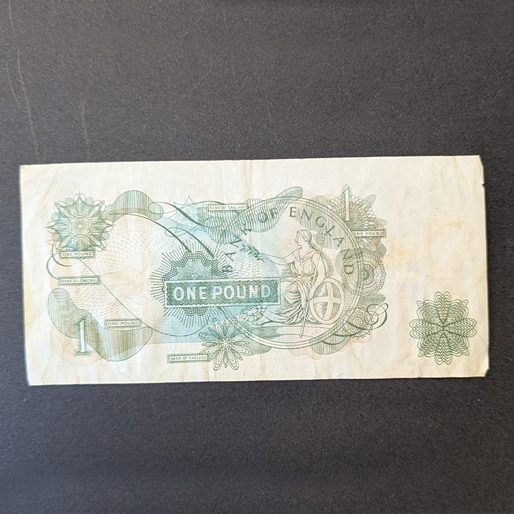 billetes-25 Billete de 1 libra del Reino Unido (1978-1981) - Isabel II e Isaac Newton