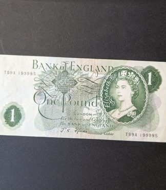 Billete de 1 Libra del Bank of England, firma J.S. Fforde (1966-1970)