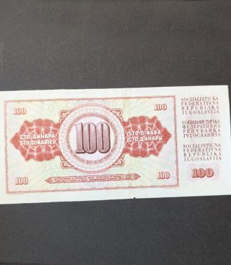 Billete de 100 Dinares de Yugoslavia, estatua de la Paz (1978)