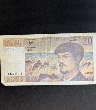 Billete de 20 Francos de Francia, Claude Debussy (1989)