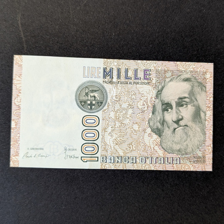 billetes-53 Billete de 1.000 Liras de Italia, Marco Polo (1982)