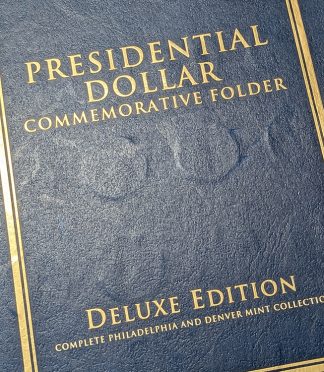 Álbum Deluxe con colección de Dólares Presidenciales de Estados Unidos (cecas Filadelfia y Denver)
