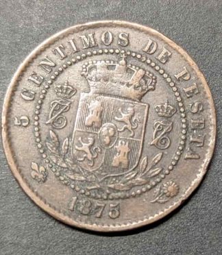 5 Céntimos de peseta de Carlos VII, 1875 - Oñate