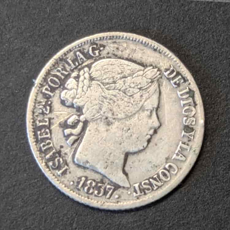 item-111 2 Reales 1857 Isabel II "Laureada" (Plata .900)