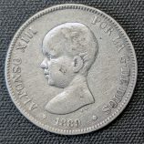 5 pesetas 1889 Alfonso XIII "Pelón", estrella 89 visible