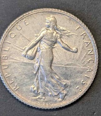 Moneda de Plata 1 Franco Francia (1919) - Diseño Icono "La Sembradora" (Semeuse)